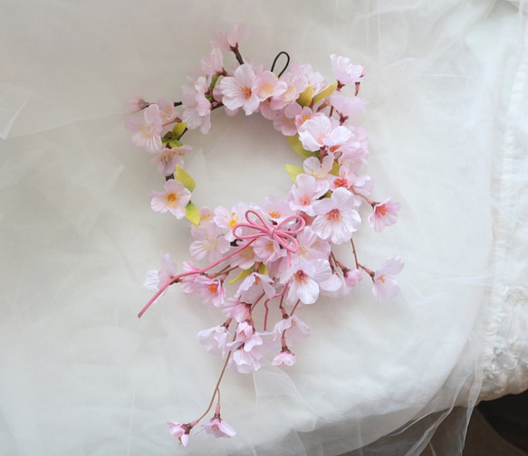桜のクレッセントリース　サシェ付き 3枚目の画像