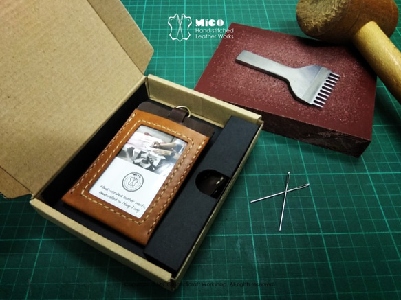 MICO 手工皮件直式 悠遊卡套/識別證套/卡片套/工作證套(客製化自選皮料)[接單訂製] 第9張的照片