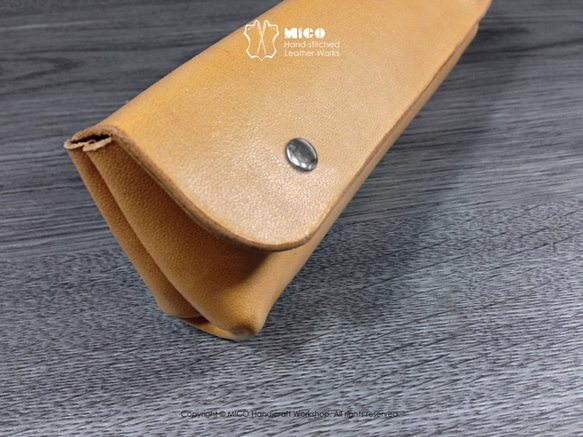 MICO 植鞣革內縫式筆袋 (淺茶色) [接單訂製] 第4張的照片