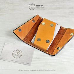MICO手縫いの革の双方向開口部のデザインカードボックス（光茶）【カスタムオーダー] 2枚目の画像