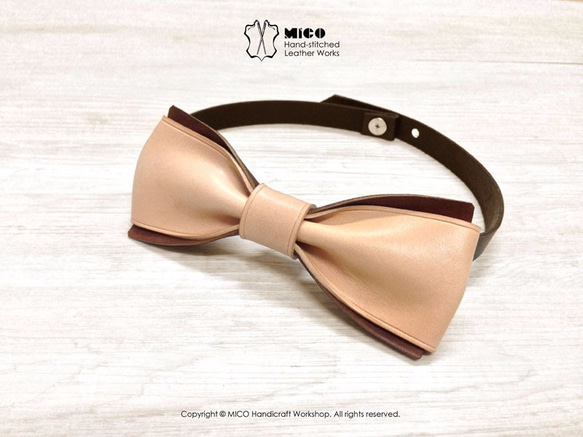 MICO 手工皮革蝴蝶領結 Bowtie (原色) [接單訂製] 第1張的照片