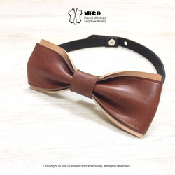 MICO 手工皮革蝴蝶領結 Bowtie (蜜糖色) [接單訂製] 第1張的照片