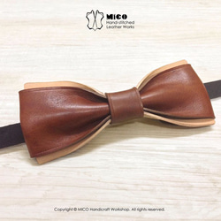 MICO 手工皮革蝴蝶領結 Bowtie (蜜糖色) [接單訂製] 第2張的照片