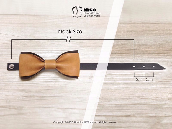 MICO 手工皮革蝴蝶領結 Bowtie (蜜糖色) [接單訂製] 第5張的照片