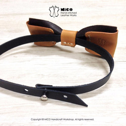 MICO 手工皮革蝴蝶領結 Bowtie (蜜糖色) [接單訂製] 第6張的照片