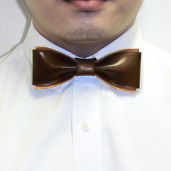 MICO 手工皮革蝴蝶領結 Bowtie (焦茶色) [接單訂製] 第4張的照片