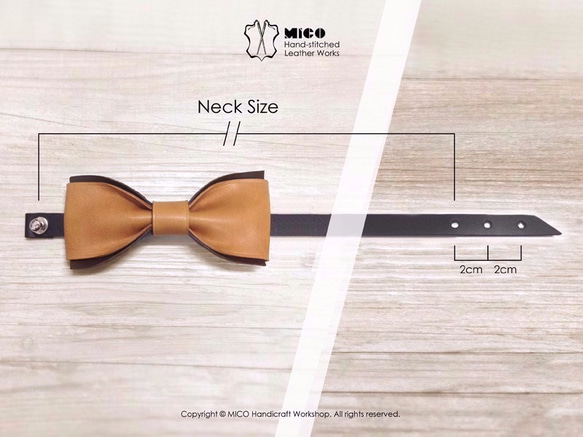 MICO 手工皮革蝴蝶領結 Bowtie (焦茶色) [接單訂製] 第5張的照片