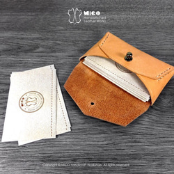 MICO 信封小皮夾 信用卡套 / 悠遊咭套 / 名片夾 / 銀包 / 零錢包 (淺茶色) [接單訂製] 第2張的照片
