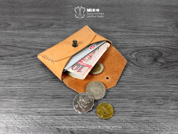 MICO 信封小皮夾 信用卡套 / 悠遊咭套 / 名片夾 / 銀包 / 零錢包 (淺茶色) [接單訂製] 第3張的照片