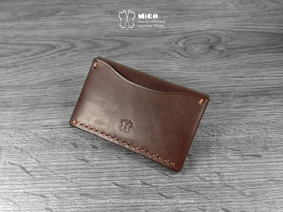 MICO 信封小皮夾 信用卡套 / 悠遊咭套 / 名片夾 / 銀包 / 零錢包 (焦茶色) [接單訂製] 第5張的照片