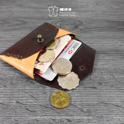 MICO 信封小皮夾 信用卡套 / 悠遊咭套 / 名片夾 / 銀包 / 零錢包 (焦茶拼淺茶) [接單訂製] 第2張的照片