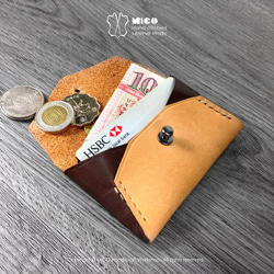 MICO 信封小皮夾 信用卡套 / 悠遊咭套 / 名片夾 / 銀包 / 零錢包 (淺茶拼焦茶) [接單訂製] 第5張的照片