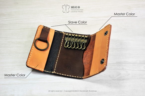 MICO 手縫皮革簡約鎖匙包 (客製化自定皮料) [接單訂製] 第3張的照片