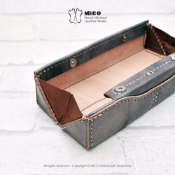 MICO手縫皮革方柱筆盒「接單訂製」 第4張的照片