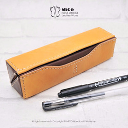 MICO手縫皮革方柱筆盒「接單訂製」 第4張的照片
