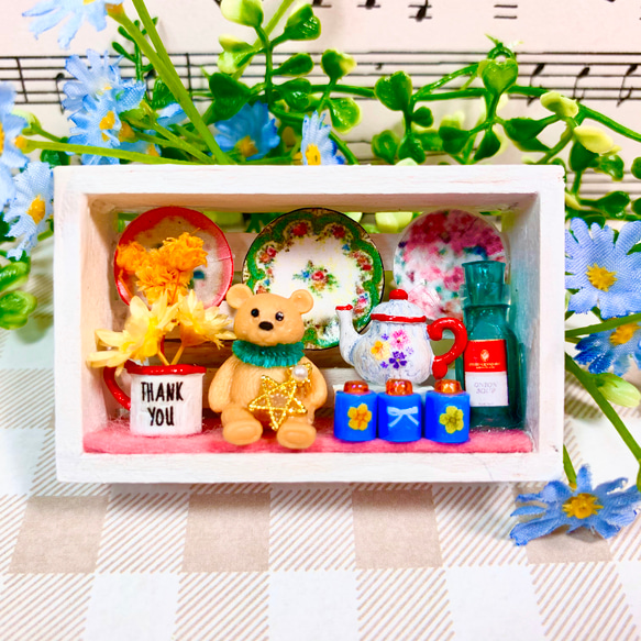 マッチ箱sizeのドールハウス/キッチン/クマ/送料無料/ミニチュア