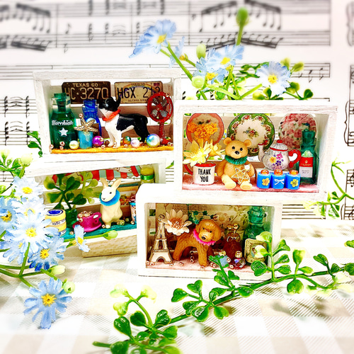 マッチ箱sizeのドールハウス/キッチン/クマ/送料無料/ミニチュア