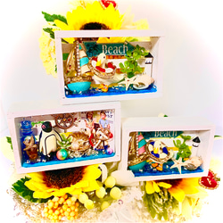 夏のマッチ箱sizeのドールハウス③/海/ペンギン/送料無料/ミニチュア/ドールハウス 4枚目の画像