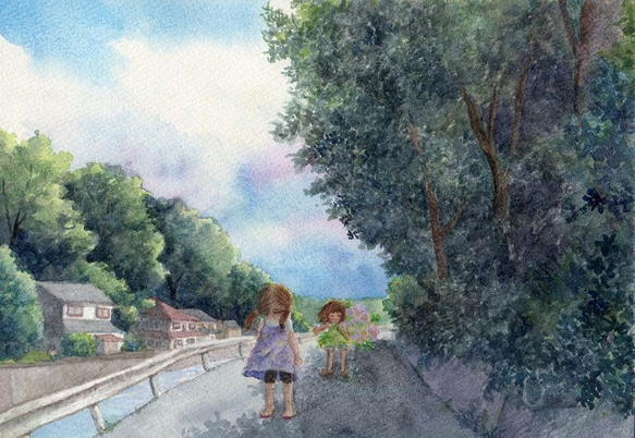 水彩画　イラスト　アート　原画　私が守りたいもの 水彩画イラストアート原画私が守りたいもの