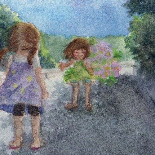 風が吹いた。（水彩イラスト原画） イラスト 絵描き マミコ 通販