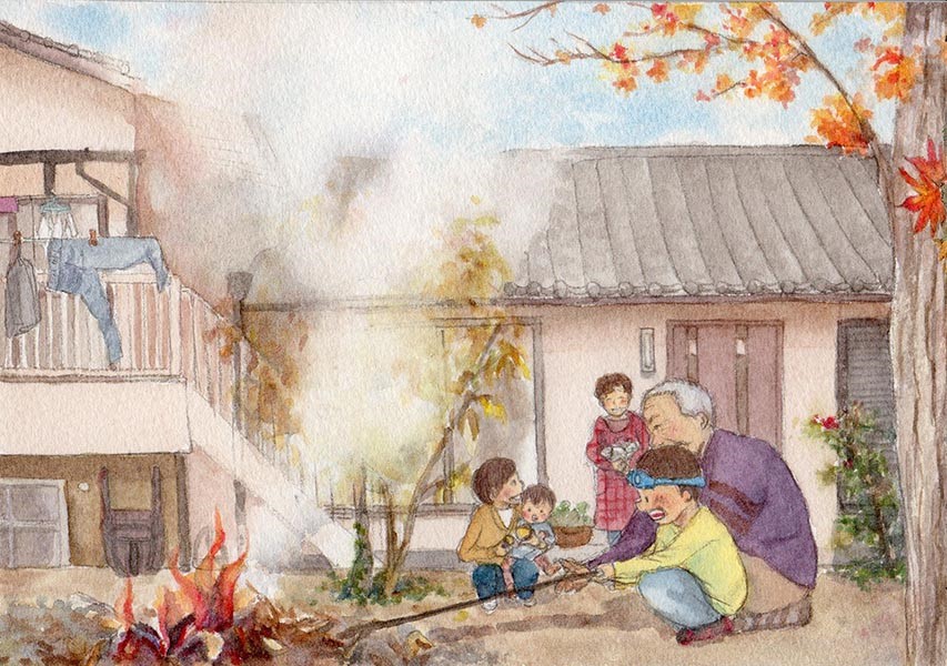 やきいも（水彩イラスト原画・額無し）