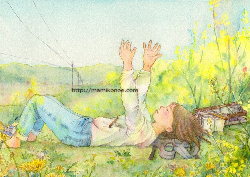 絵具になりたい（水彩イラスト原画・額無し）