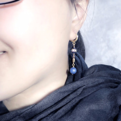♦天狼星♦藍砂青金石黃銅耳環-可改夾式 遙遠的長河-尼羅河 第2張的照片