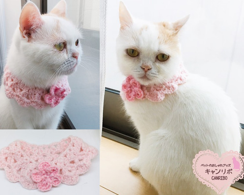 猫 首輪 つけ襟の首輪☆ピンク リード・首輪 キャンリボ※全品送料無料