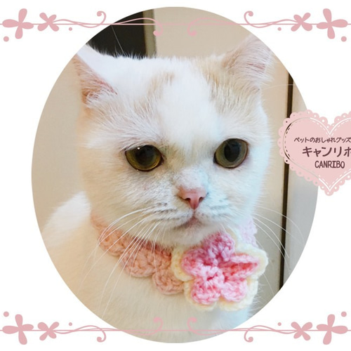 猫首輪 二重お花の首輪✿おしゃま猫ちゃん リード・首輪 キャンリボ