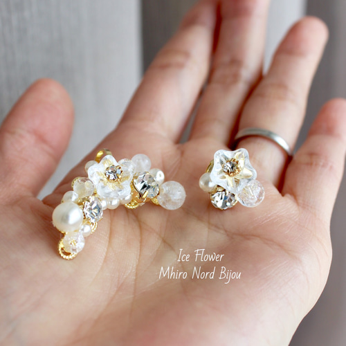 氷の花のイヤーカフとピアス イヤーカフ Mhiro 通販 6802997｜Creema