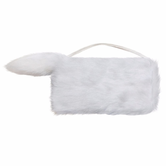 尻尾付きストラップのフワフワなスマホケース : White Rabbit 4枚目の画像