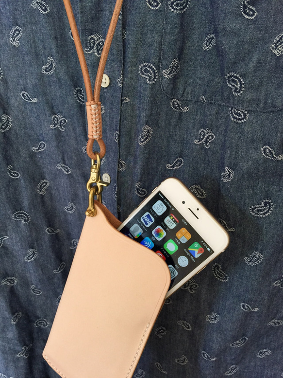 ヌメ革 iPhone7ケース ネックストラップお買得セット 1枚目の画像