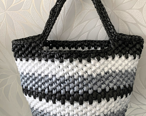 スズランテープバッグ 3点 How to crochet a bag with a vinyl string for packing - YouTube