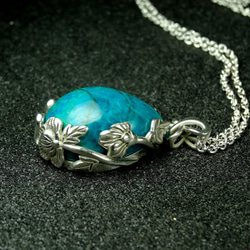 墜子 美國藍寶 鳳凰石(Chrysocolla) 銀(Silver) 項鍊 手工(Handmade) 寶石 設計 第3張的照片