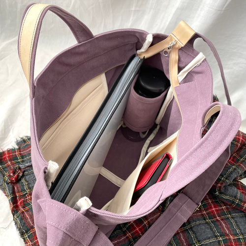 大人のこなれショルダーバッグ＊ウォッシュ帆布＋栃木レザー
