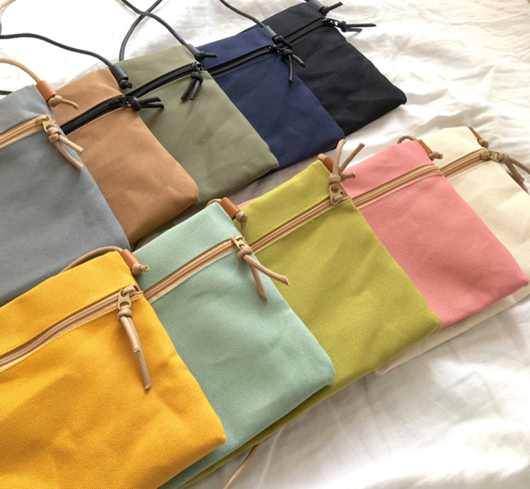 セミオーダー無料＊帆布 bag in bag サコッシュ＊ショルダーバッグ 2枚目の画像