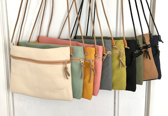 セミオーダー無料＊帆布 bag in bag サコッシュ＊ショルダーバッグ 3枚目の画像