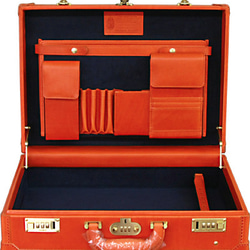 オレンジのイタリア製皮革トランクケースKomatsu-model-1st 2枚目の画像