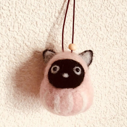 【sold  out】羊毛 黒猫だるまちゃん 2枚目の画像