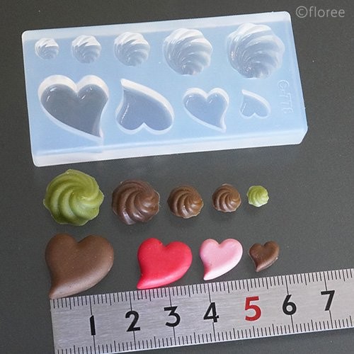 ハート＆うずまきチョコ】モールド/レジン/樹脂粘土/スウィーツ/お菓子