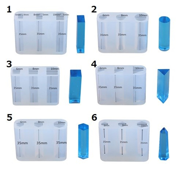 柱モールド　 1個　長方形/正方形/六角形/丸/三角形/水晶ポイント 1枚目の画像