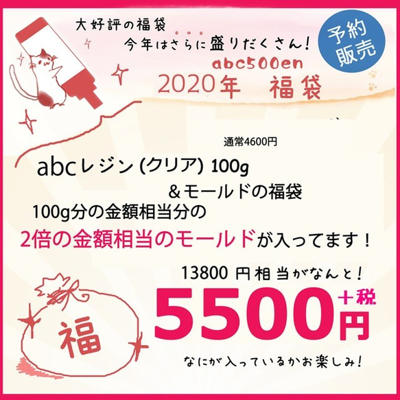 【2020年abc500en福袋】abcレジン（100ｇ）＆モールドの福袋 1枚目の画像