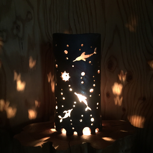 イルカのランプシェード 備前焼 スタンドライト・テーブルランプ