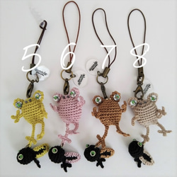 カエル さんとおたまじゃくしの親子ストラップ《全8色》オーダーメイド色可 7枚目の画像