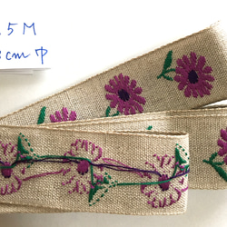 R13 チロルテープリボン（リネンのお花刺繍）1.5ｍ 3枚目の画像