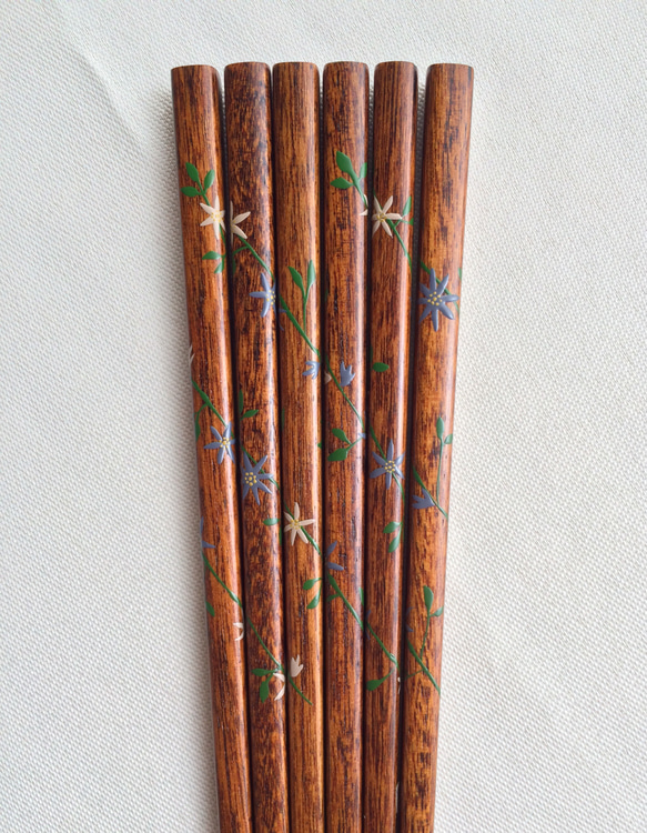 《再販》摺り漆の箸〈漆絵・クレマチス〉 7枚目の画像