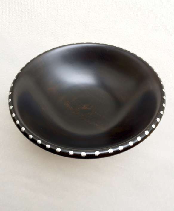黒摺り漆の小鉢〈銀ドット〉漆器 2枚目の画像