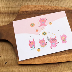 2019豚の柿Ruyi  - 新年のポストカードを飛ばしている小さな子豚 4枚目の画像