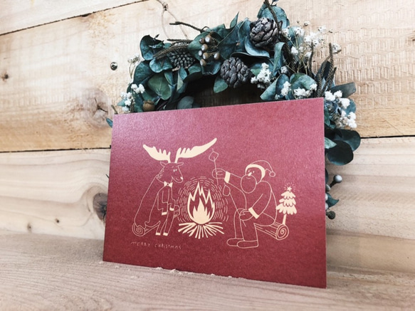 有你真好 / 聖誕老公公與麋鹿 暖暖紅 - 聖誕明信片 第9張的照片