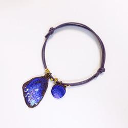 刺しゅうの 蝶 ブレスレット / ツマムラサキマダラ ( 紫斑蝶 ) 1枚目の画像